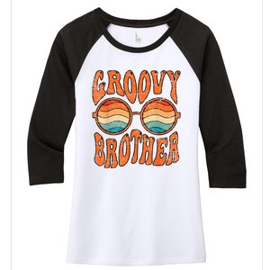 Groovy Brother 70s Aesthetic 1970S Retro Brother Hippie Women's Tri-Blend 3/4-Sleeve Raglan Shirt