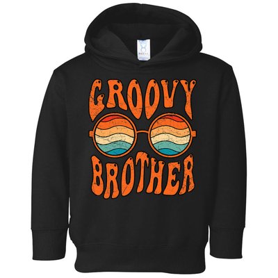 Groovy Brother 70s Aesthetic 1970'S Retro Brother Toddler Hoodie