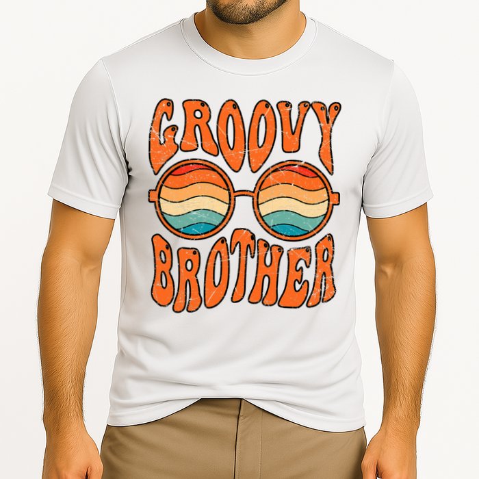 Groovy Brother 70s Aesthetic 1970'S Retro Brother Cooling Performance Crew T-Shirt
