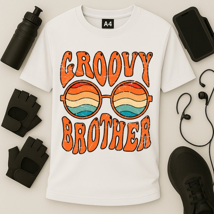 Groovy Brother 70s Aesthetic 1970'S Retro Brother Cooling Performance Crew T-Shirt