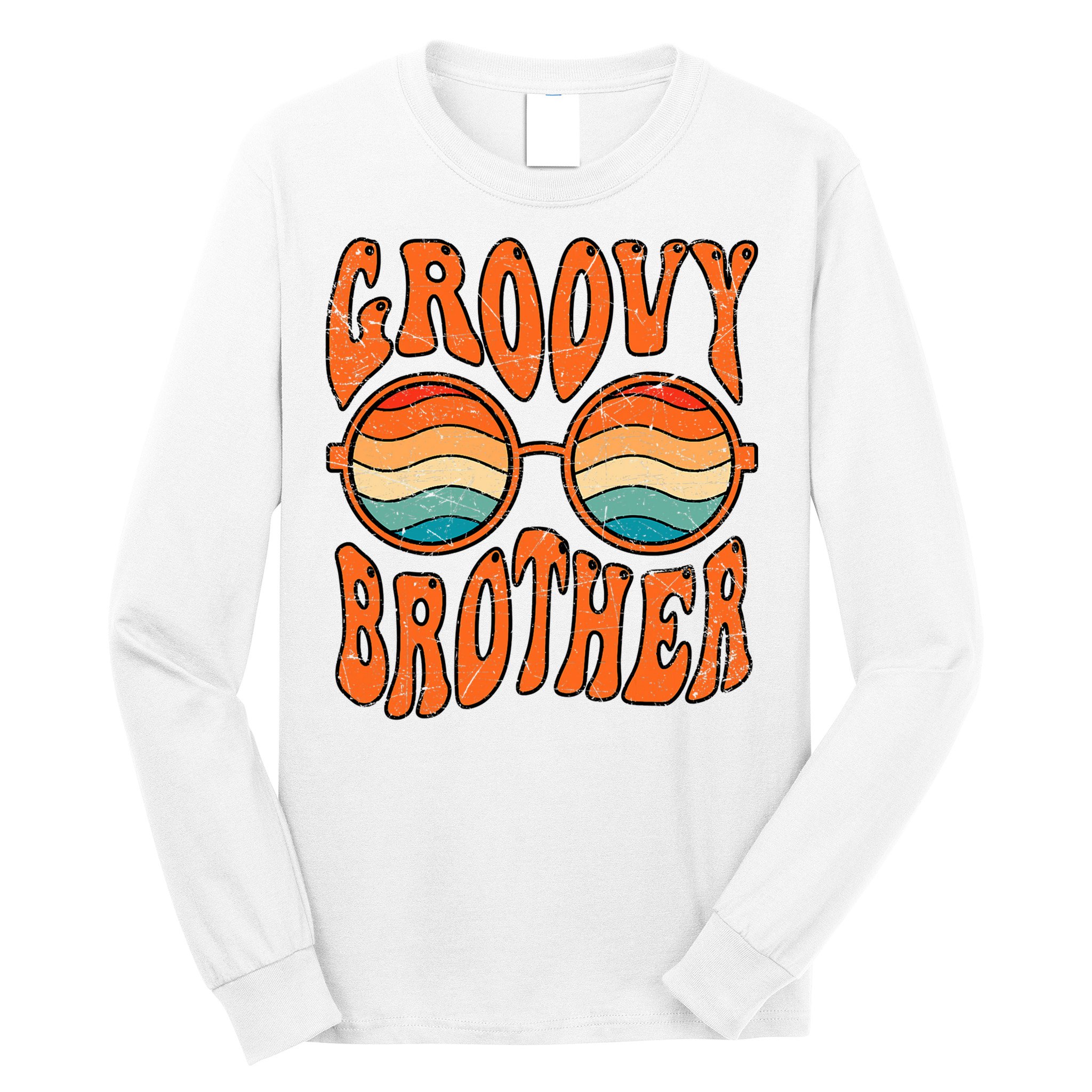 Groovy Brother 70s Aesthetic 1970'S Retro Brother Long Sleeve Shirt