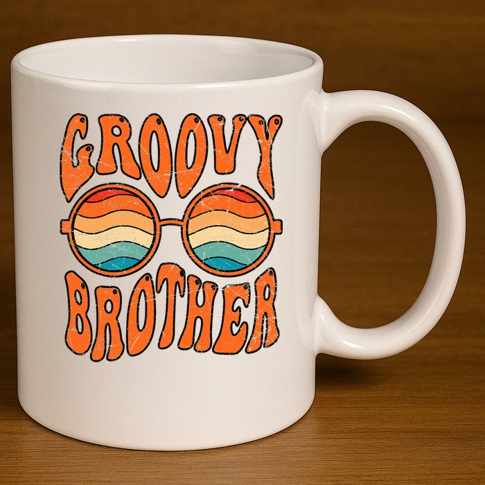 Groovy Brother 70s Aesthetic 1970'S Retro Brother 11oz C Handle Ceramic Mug