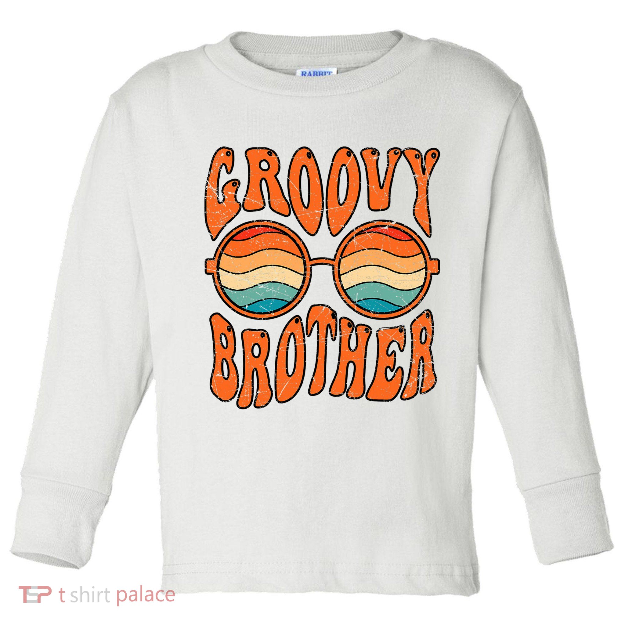 Groovy Brother 70s Aesthetic 1970'S Retro Brother Toddler Long Sleeve Shirt