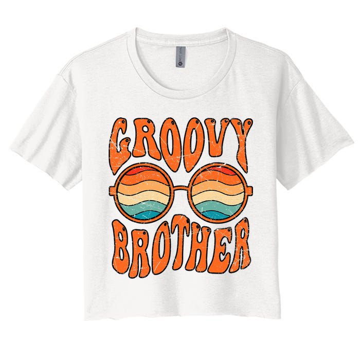 Groovy Brother 70s Aesthetic 1970'S Retro Brother Women's Crop Top Tee
