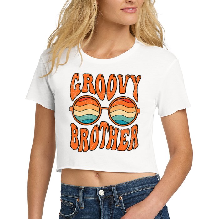 Groovy Brother 70s Aesthetic 1970'S Retro Brother Women's Crop Top Tee