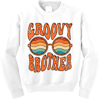 Groovy Brother 70s Aesthetic 1970'S Retro Brother Kids Sweatshirt