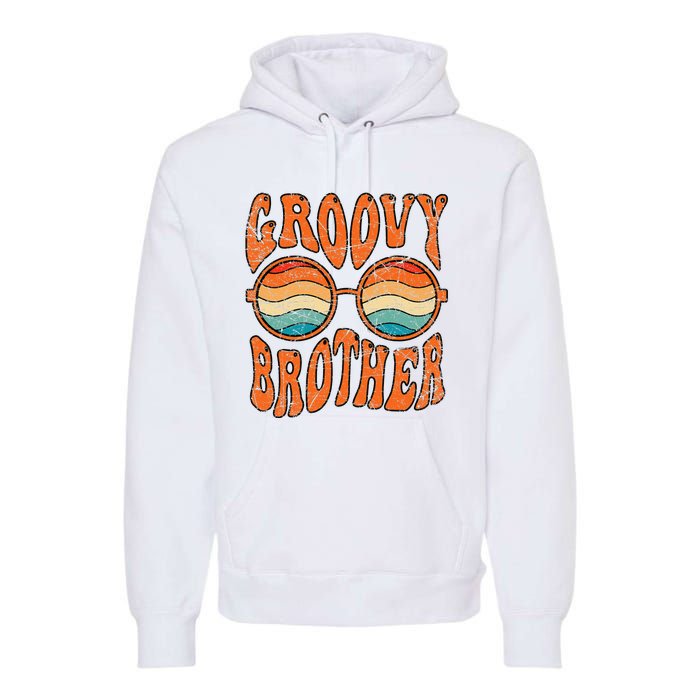 Groovy Brother 70s Aesthetic 1970's Retro Brother Hippie Premium Hoodie