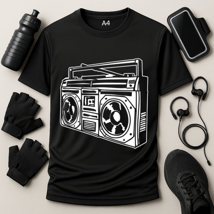 Ghetto Blaster 80s 90s Hip Hip Rap Cooling Performance Crew T-Shirt