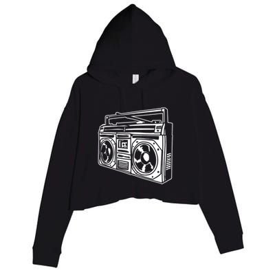 Ghetto Blaster 80s 90s Hip Hip Rap Crop Fleece Hoodie