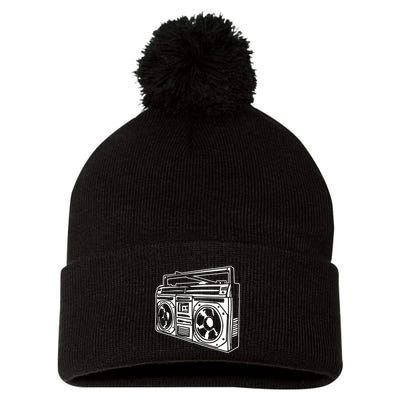 Ghetto Blaster 80s 90s Hip Hip Rap Pom Pom 12in Knit Beanie