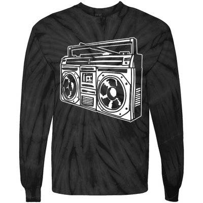 Ghetto Blaster 80s 90s Hip Hip Rap Tie-Dye Long Sleeve Shirt