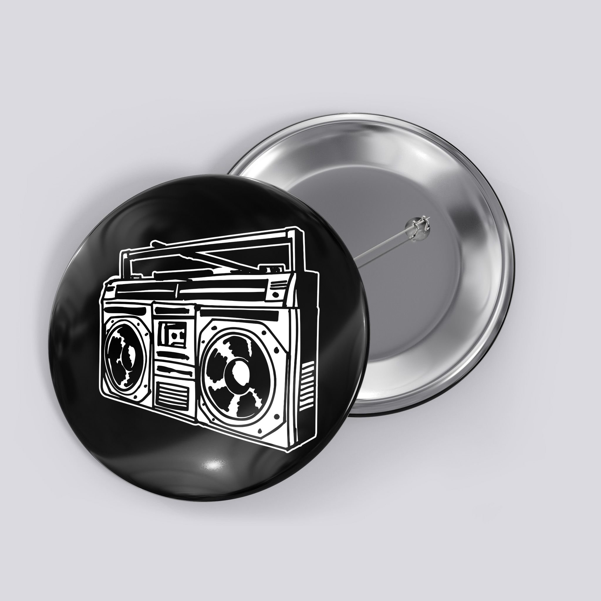 Ghetto Blaster 80s 90s Hip Hop Rap Classic Button