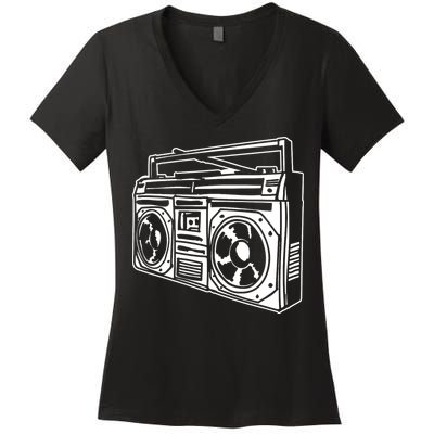 Ghetto Blaster 80s 90s Hip Hop Rap Classic Women's V-Neck T-Shirt