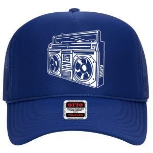 Ghetto Blaster 80s 90s Hip Hop Rap Classic High Crown Mesh Back Trucker Hat