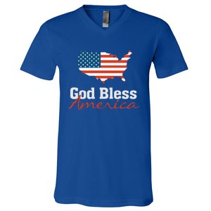 God Bless America Usa Pride American Flag Christian Gift V-Neck T-Shirt