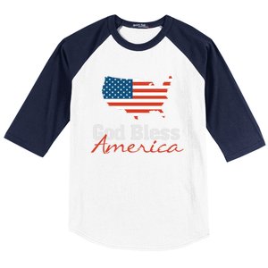 God Bless America Usa Pride American Flag Christian Gift Baseball Sleeve Shirt