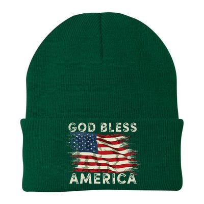 God Bless America USA Flag 4th Of July Men Women Patriotic Knit Cap Winter Beanie