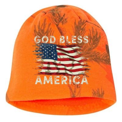 God Bless America USA Flag 4th Of July Men Women Patriotic Kati - Camo Knit Beanie