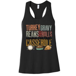 gravy beans and rolls let me see that casserole  Women's Racerback Tank