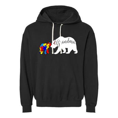 Grandma Bear Autism Awareness Garment-Dyed Fleece Hoodie