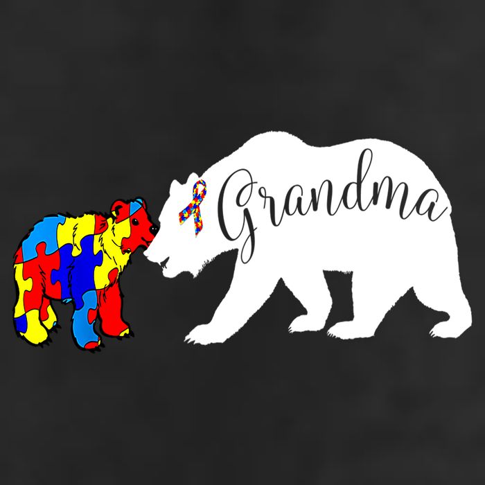 Grandma Bear Autism Awareness 7 Panel Mesh Trucker Snapback Hat