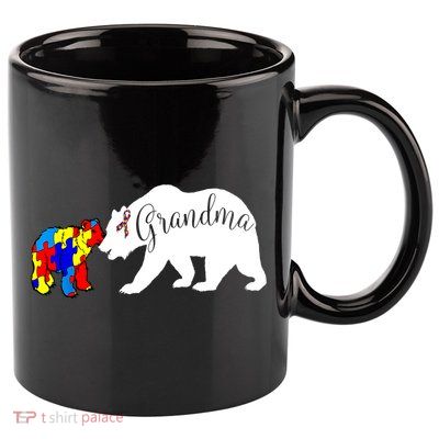 Grandma Bear Autism Awareness 11oz C Handle Ceramic Mug