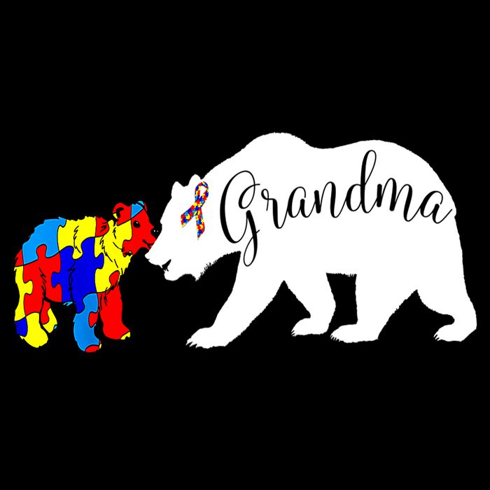 Grandma Bear Autism Awareness Drawstring Bag