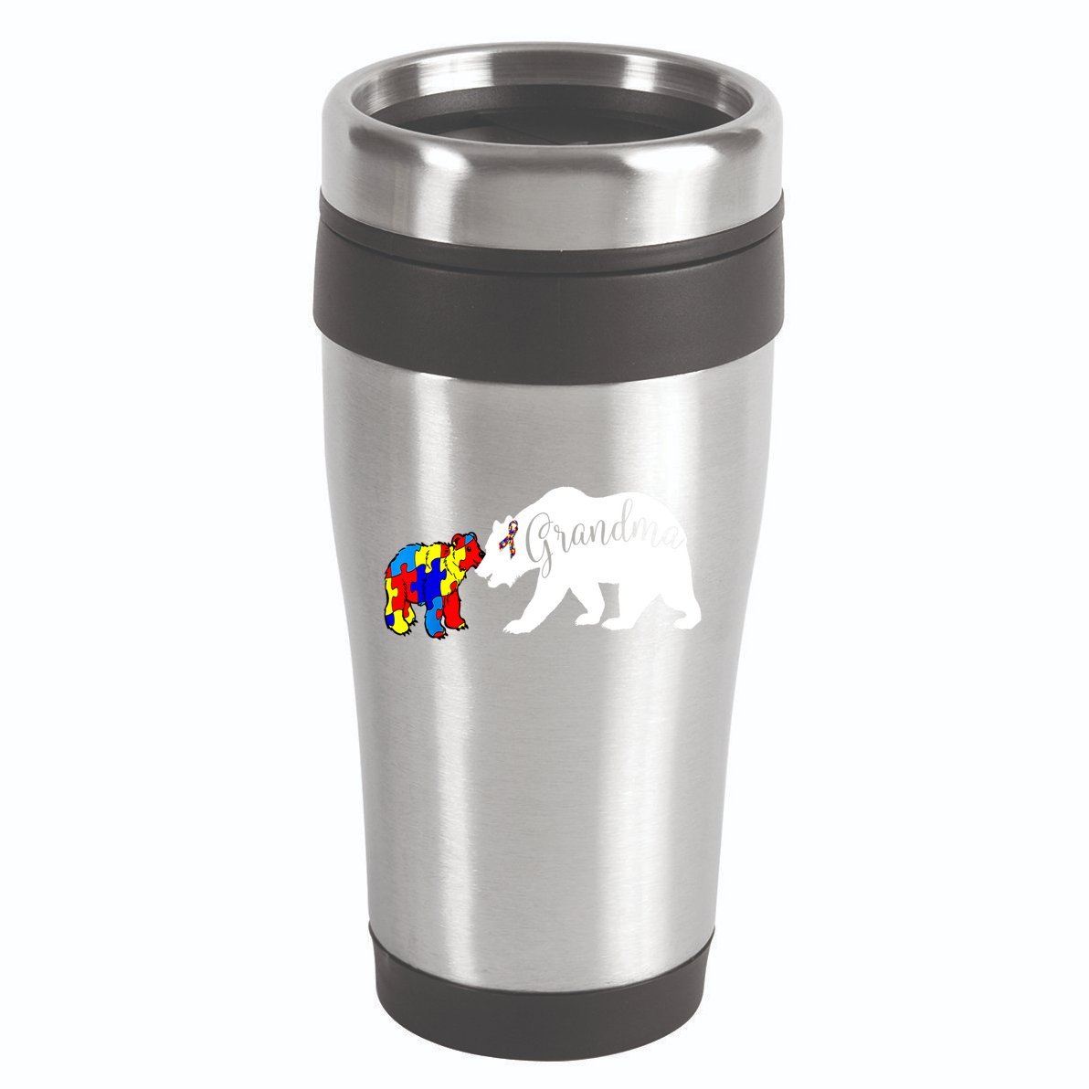 Grandma Bear Autism Awareness 16oz Travel Tumbler