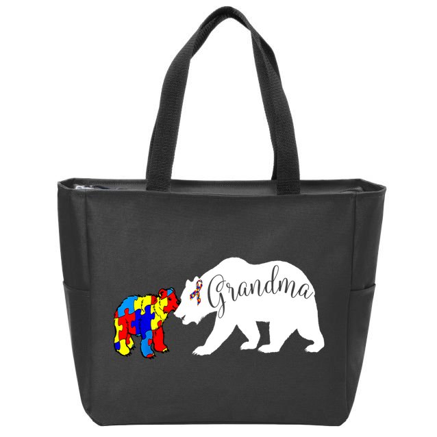 Grandma Bear Autism Awareness Zip Tote Bag