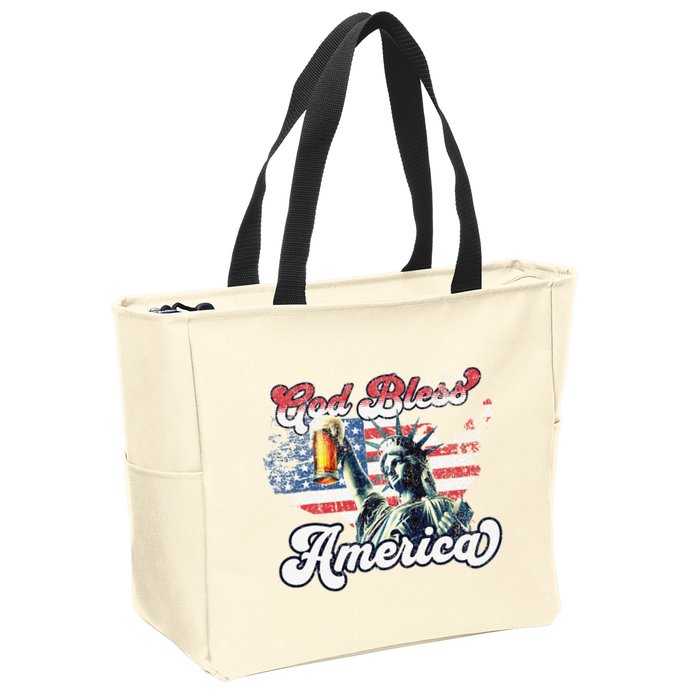 God Bless America Funny Patriotic Zip Tote Bag