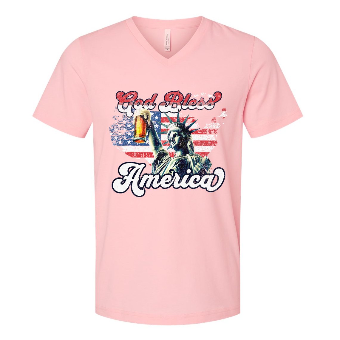 God Bless America Funny Patriotic V-Neck T-Shirt