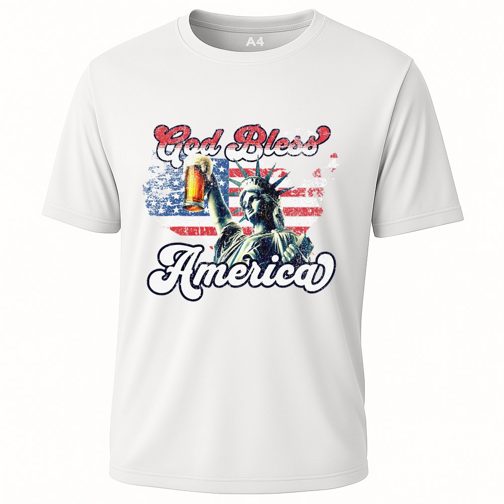 God Bless America Funny Patriotic Cooling Performance Crew T-Shirt