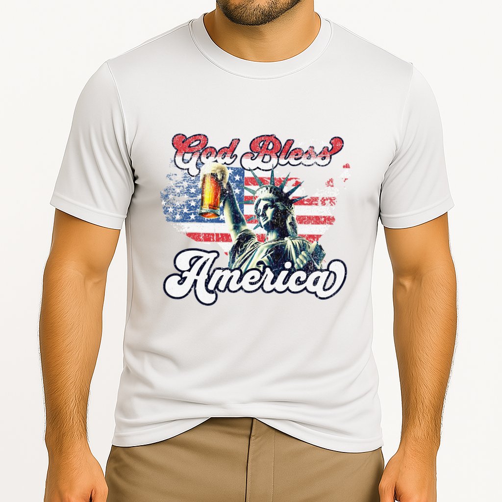 God Bless America Funny Patriotic Cooling Performance Crew T-Shirt