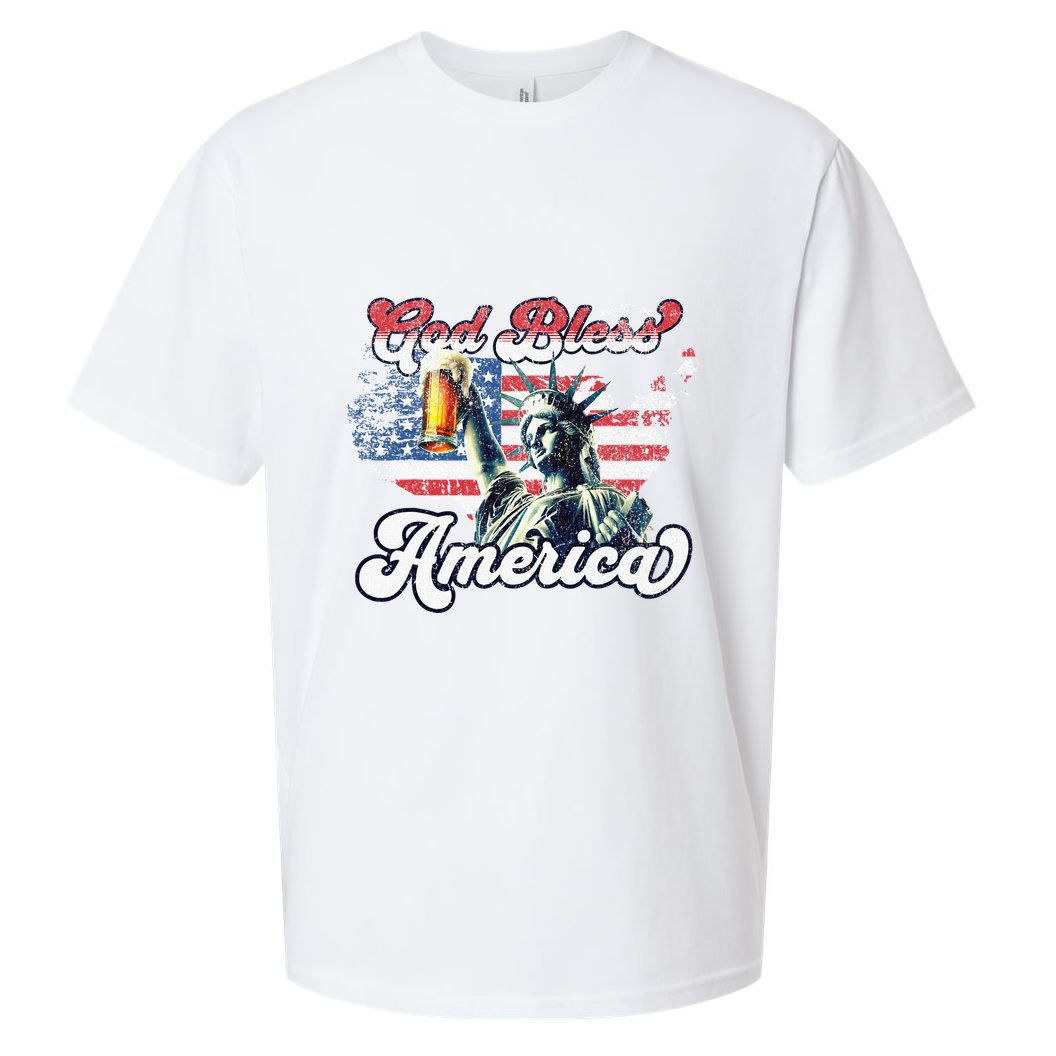 God Bless America Funny Patriotic Sueded Cloud Jersey T-Shirt