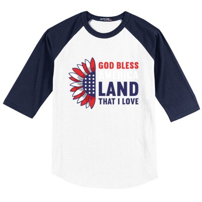 God Bless America Land That I Love Usa American 4th Of July Gift Baseball Sleeve Shirt