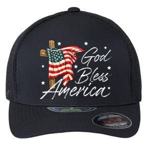 God Bless America Fourth Of July Christian Patriot Flexfit Unipanel Trucker Cap