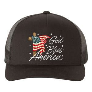 God Bless America Fourth Of July Christian Patriot Yupoong Adult 5-Panel Trucker Hat