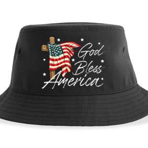 God Bless America Fourth Of July Christian Patriot Sustainable Bucket Hat