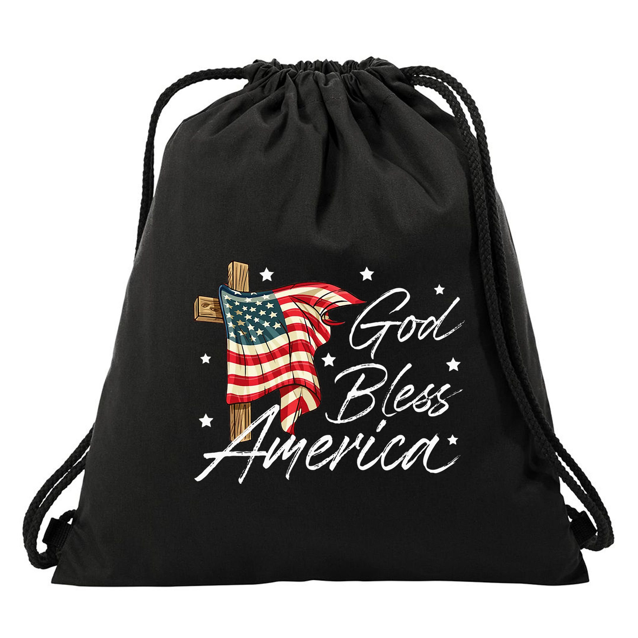 God Bless America Fourth Of July Christian Patriot Drawstring Bag