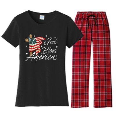 God Bless America Fourth Of July Christian Patriot Women's Flannel Pajama Set