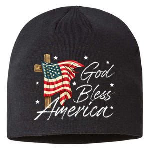 God Bless America Fourth Of July Christian Patriot Sustainable Beanie