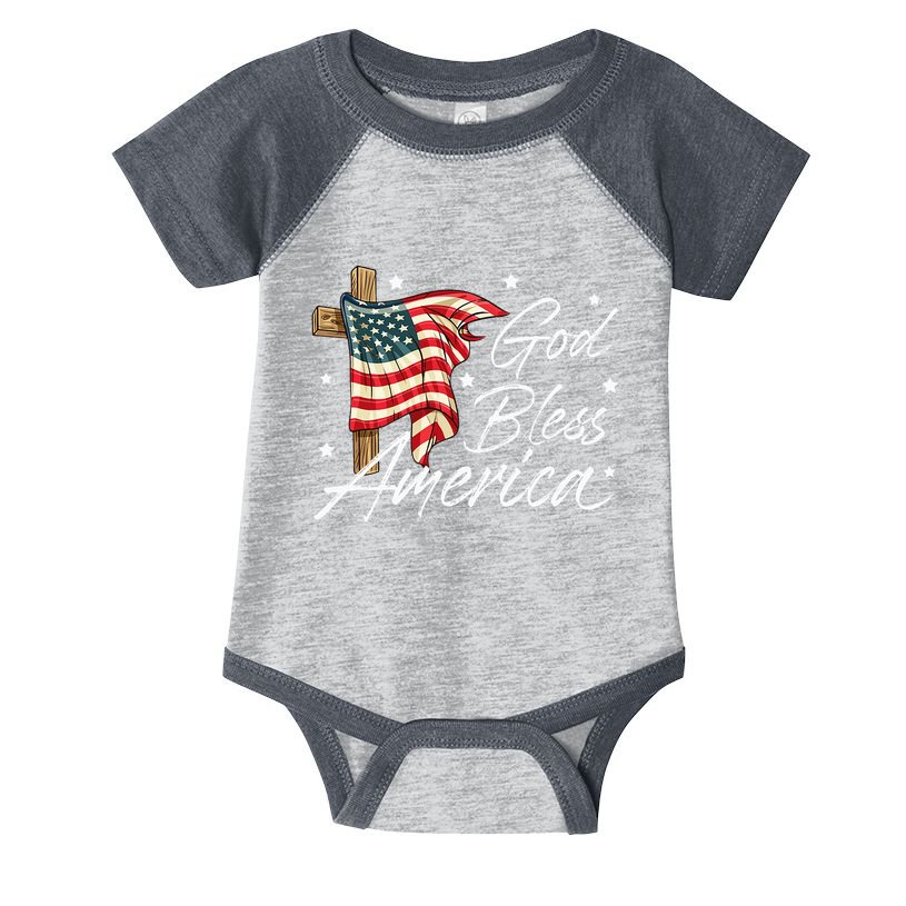 God Bless America Fourth Of July Christian Patriot Infant Baby Jersey Bodysuit