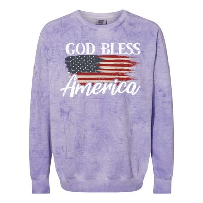 God Bless America 4th Of July Patriotic Usa Gift Colorblast Crewneck Sweatshirt