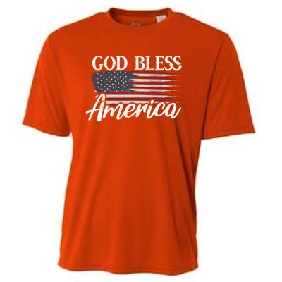 God Bless America 4th Of July Patriotic Usa Gift Cooling Performance Crew T-Shirt