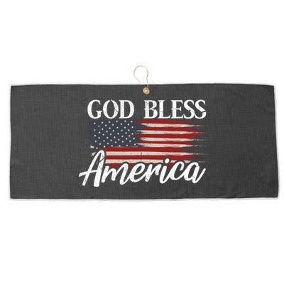 God Bless America 4th Of July Patriotic Usa Gift Large Microfiber Waffle Golf Towel