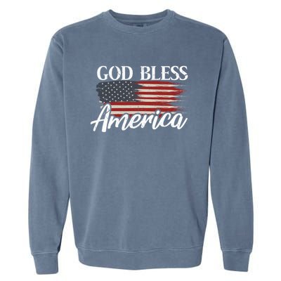 God Bless America 4th Of July Patriotic Usa Gift Garment-Dyed Sweatshirt