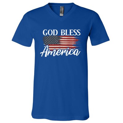 God Bless America 4th Of July Patriotic Usa Gift V-Neck T-Shirt