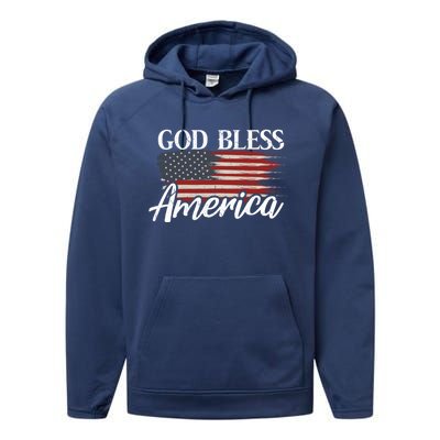 God Bless America 4th Of July Patriotic Usa Gift Performance Fleece Hoodie