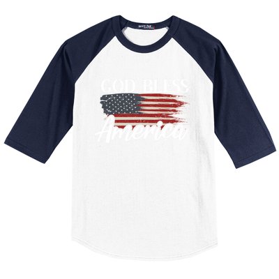 God Bless America 4th Of July Patriotic Usa Gift Baseball Sleeve Shirt