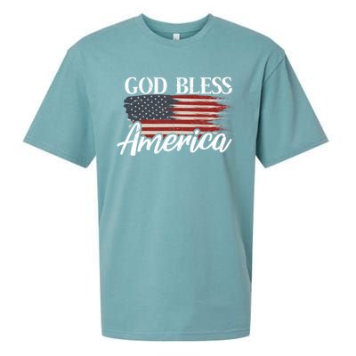 God Bless America 4th Of July Patriotic Usa Gift Sueded Cloud Jersey T-Shirt